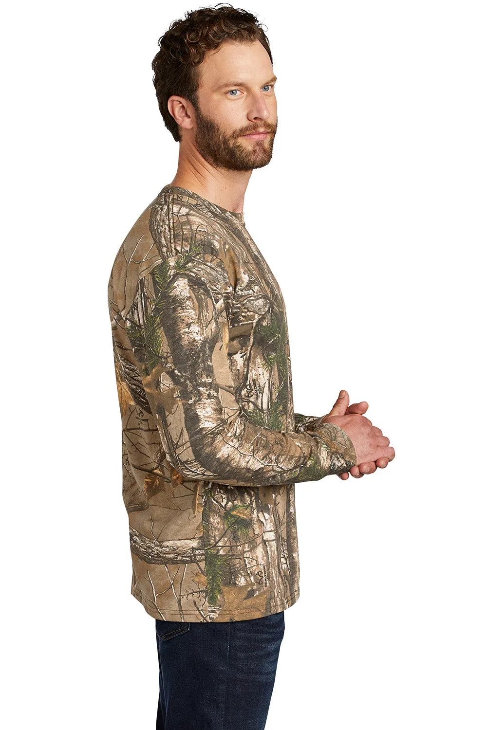 Russell Outdoors Mens Realtree Explorer Long Sleeve Crewneck T-Shirt w/ Pocket - Realtree Xtra Camo