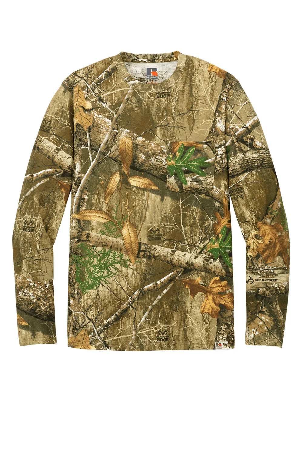 Russell Outdoors Mens Realtree Long Sleeve Crewneck T-Shirt w/ Pocket - Realtree Edge Camo