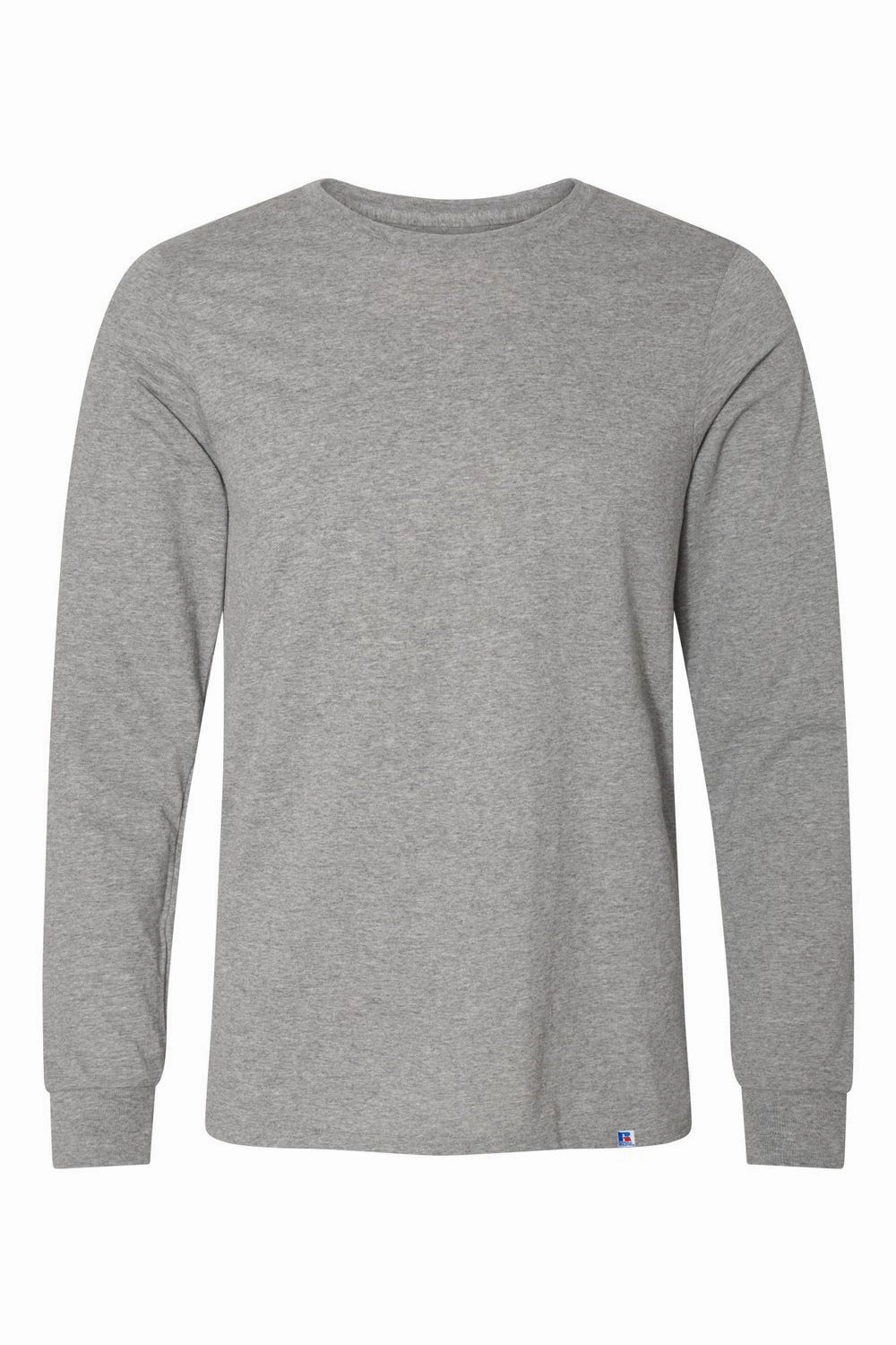 Russell Athletic Mens Dri-Power Moisture Wicking Performance Long Sleeve Crewneck T-Shirt - Oxford Grey