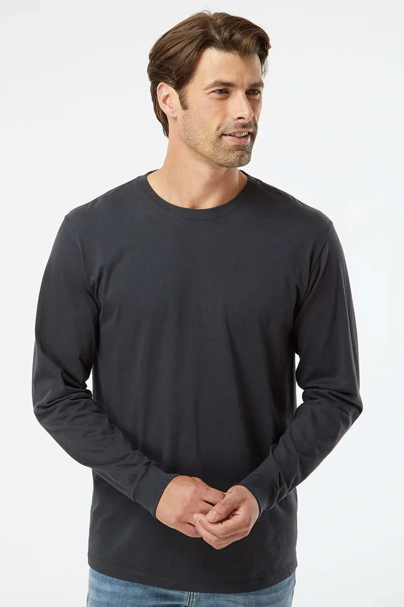 SoftShirts Mens Organic Long Sleeve Crewneck T-Shirt - Black