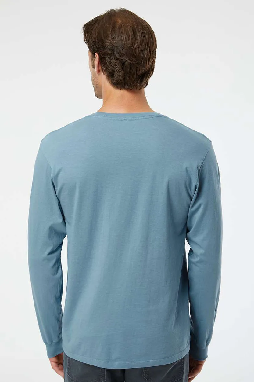 SoftShirts Mens Organic Long Sleeve Crewneck T-Shirt - Slate Blue