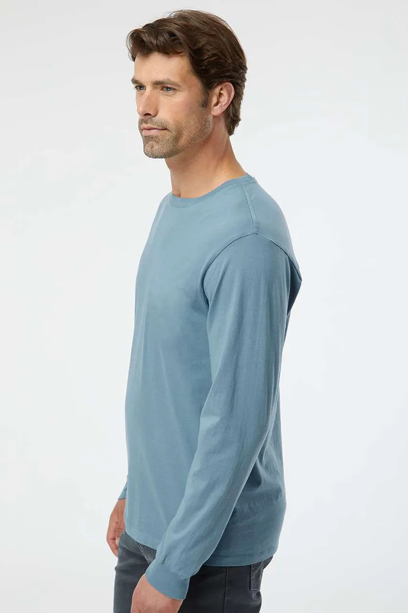 SoftShirts Mens Organic Long Sleeve Crewneck T-Shirt - Slate Blue