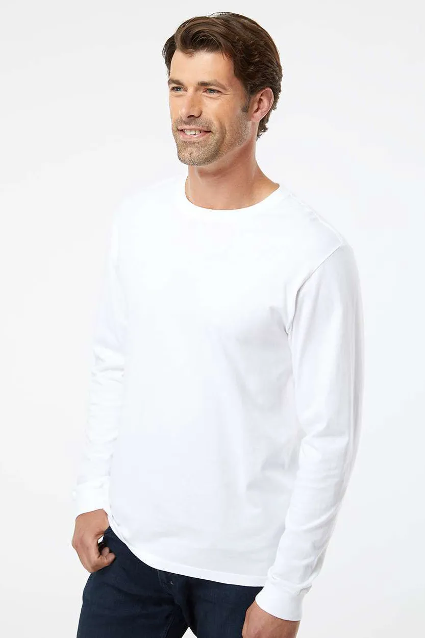 SoftShirts Mens Organic Long Sleeve Crewneck T-Shirt - White
