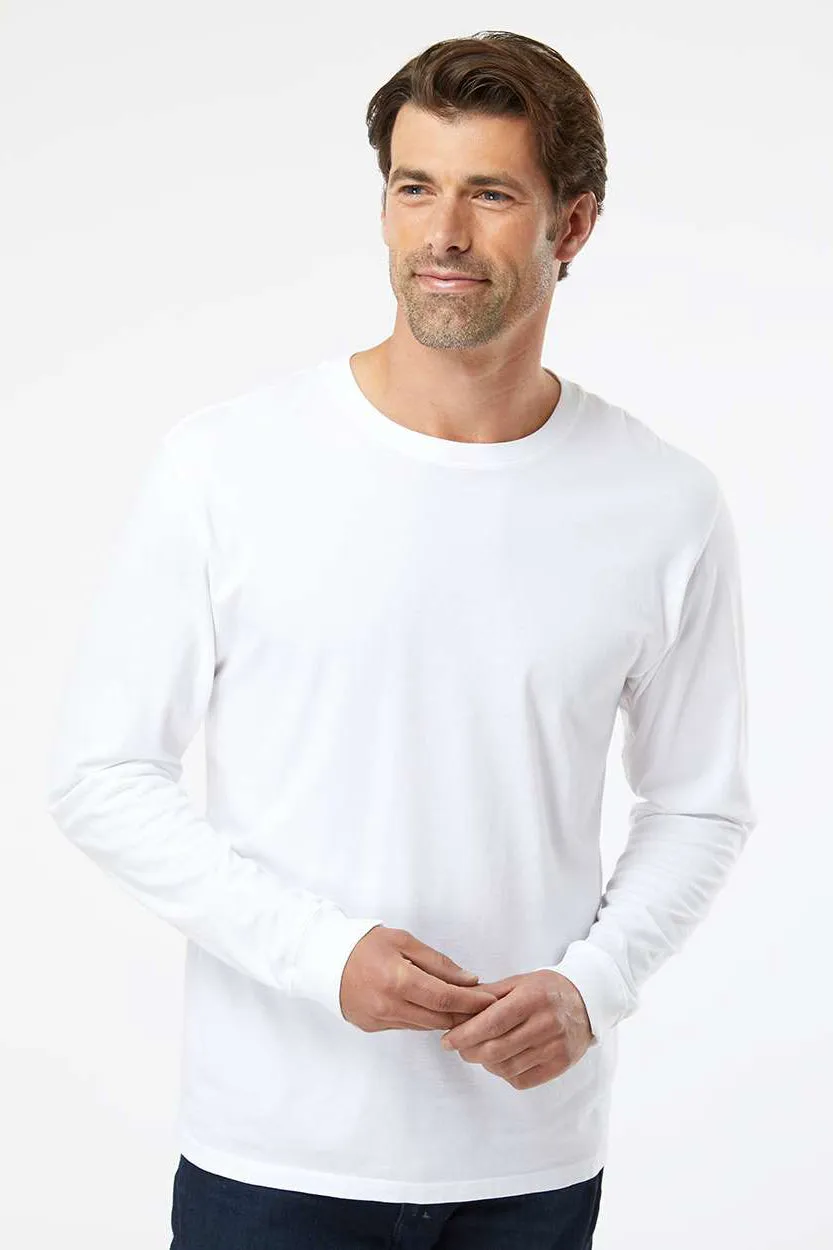 SoftShirts Mens Organic Long Sleeve Crewneck T-Shirt - White