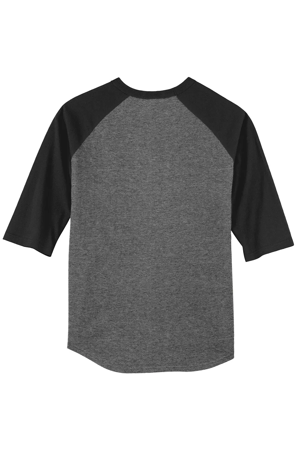 Sport-Tek Mens 3/4 Sleeve Crewneck T-Shirt - Heather Dark Grey/Black