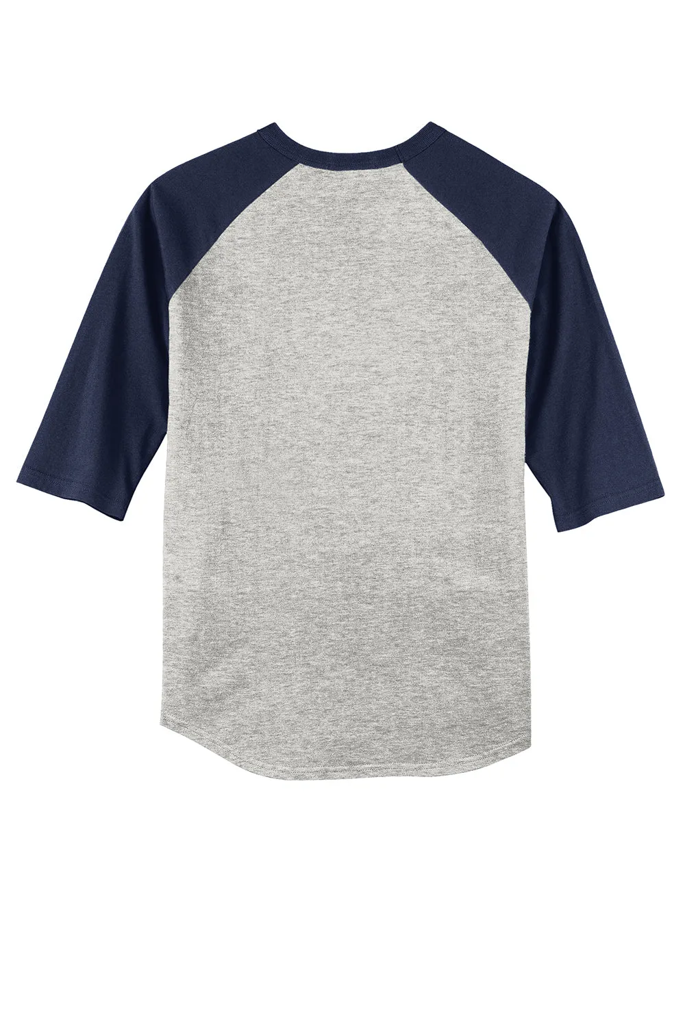 Sport-Tek Mens 3/4 Sleeve Crewneck T-Shirt - Heather Grey/Navy Blue