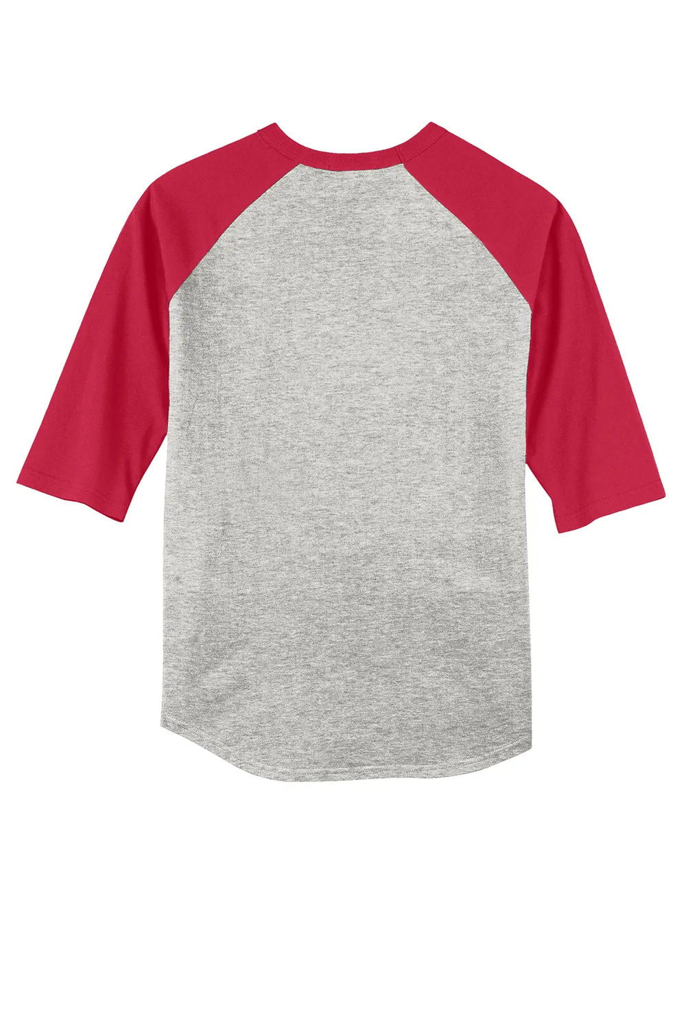 Sport-Tek Mens 3/4 Sleeve Crewneck T-Shirt - Heather Grey/Red