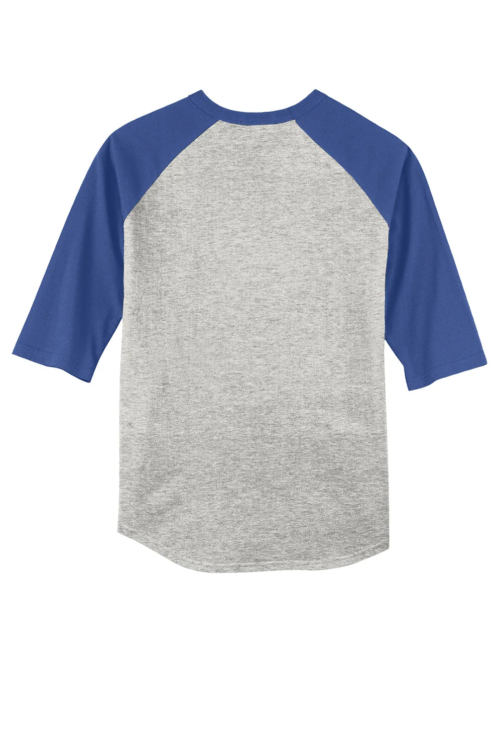 Sport-Tek Mens 3/4 Sleeve Crewneck T-Shirt - Heather Grey/Royal Blue