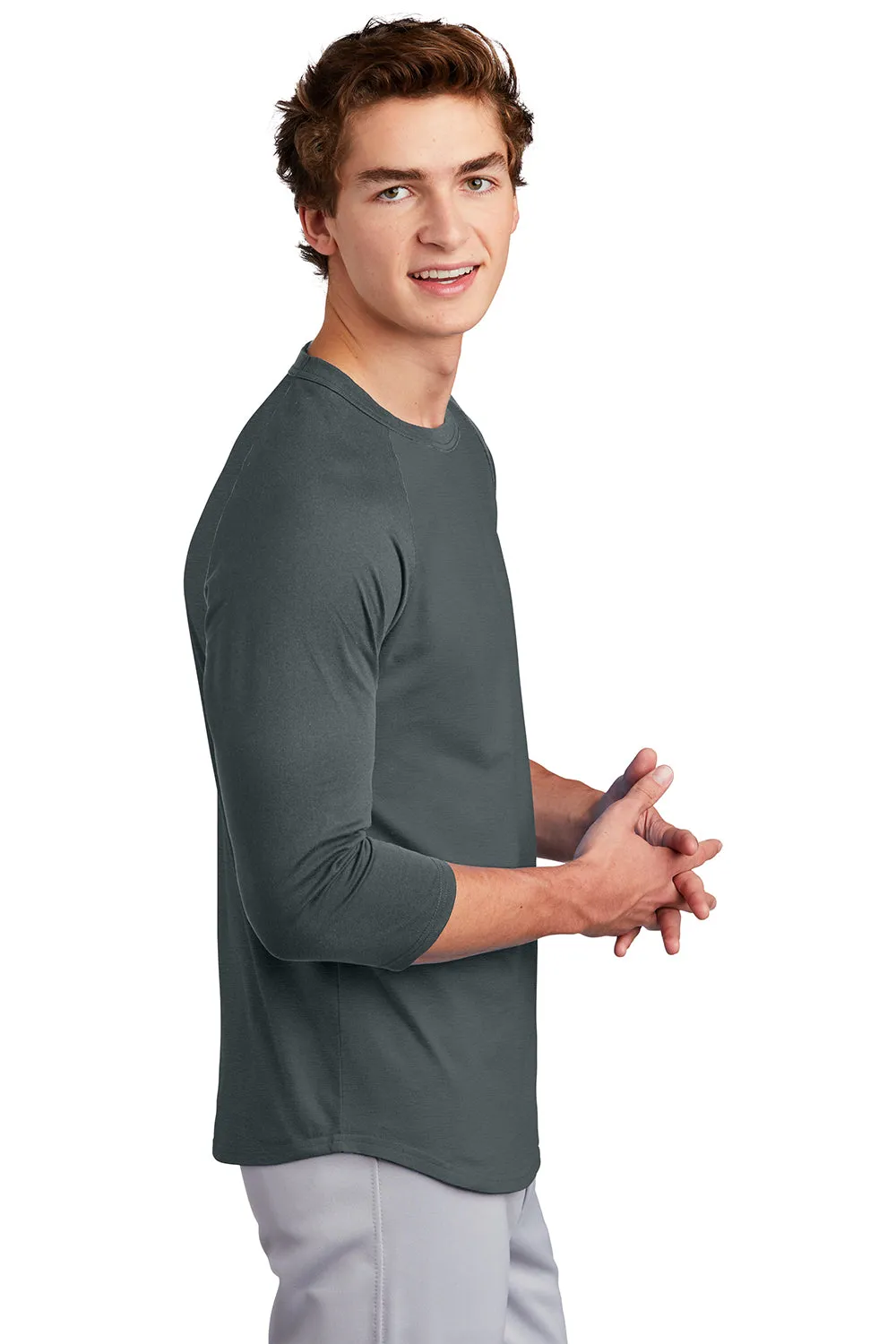 Sport-Tek Mens 3/4 Sleeve Crewneck T-Shirt - Iron Grey