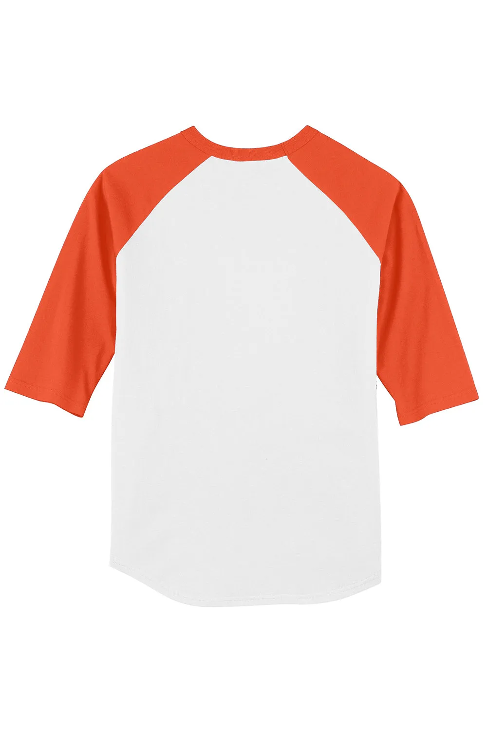 Sport-Tek Mens 3/4 Sleeve Crewneck T-Shirt - White/Deep Orange