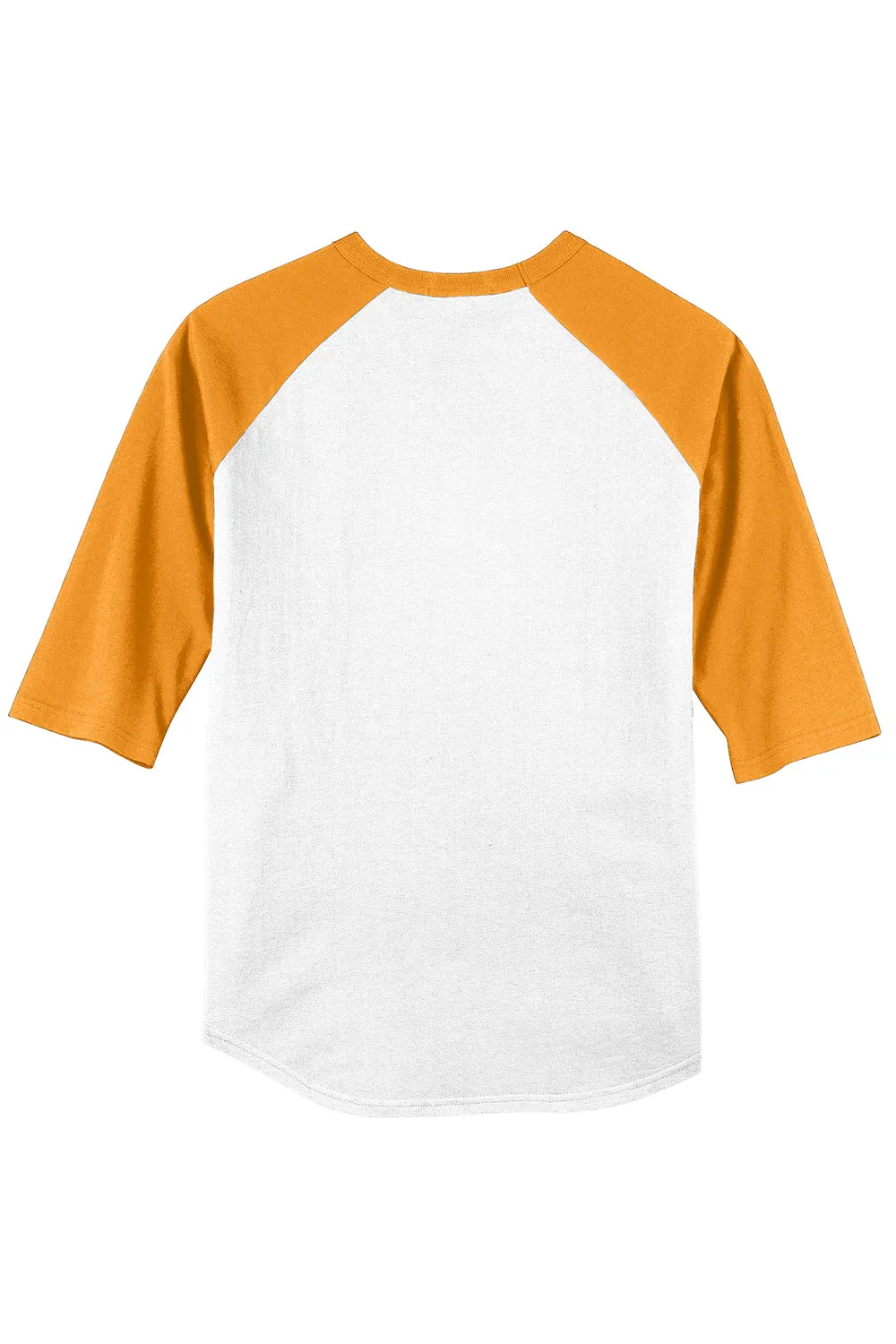 Sport-Tek Mens 3/4 Sleeve Crewneck T-Shirt - White/Gold
