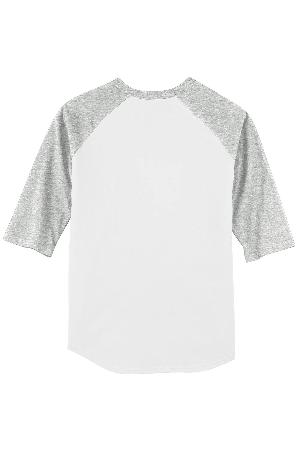 Sport-Tek Mens 3/4 Sleeve Crewneck T-Shirt - White/Heather Grey