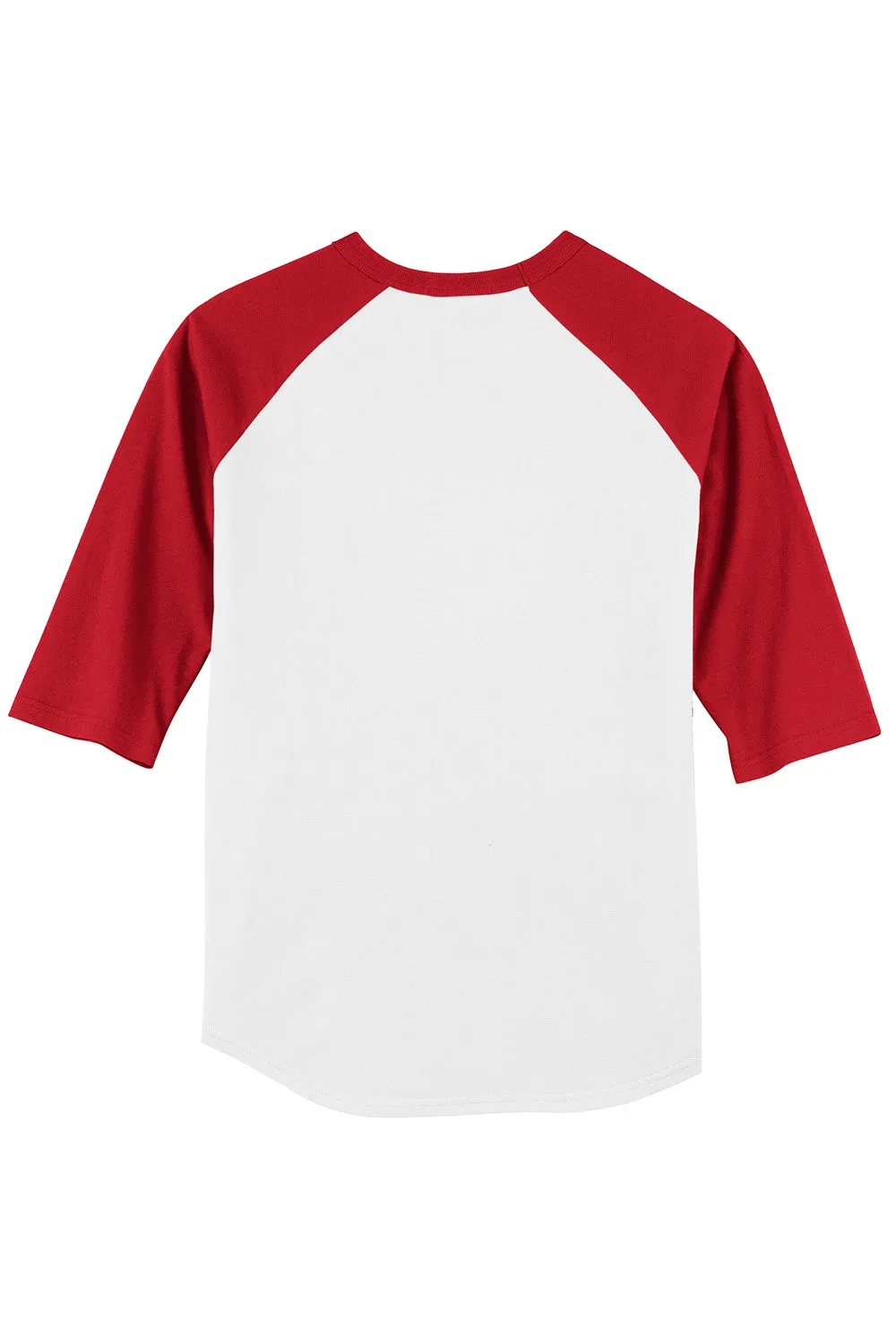Sport-Tek Mens 3/4 Sleeve Crewneck T-Shirt - White/Red