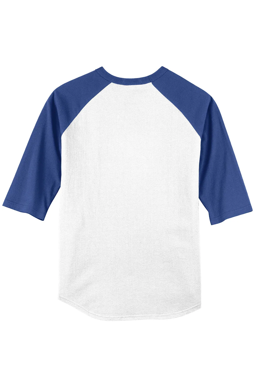 Sport-Tek Mens 3/4 Sleeve Crewneck T-Shirt - White/Royal Blue