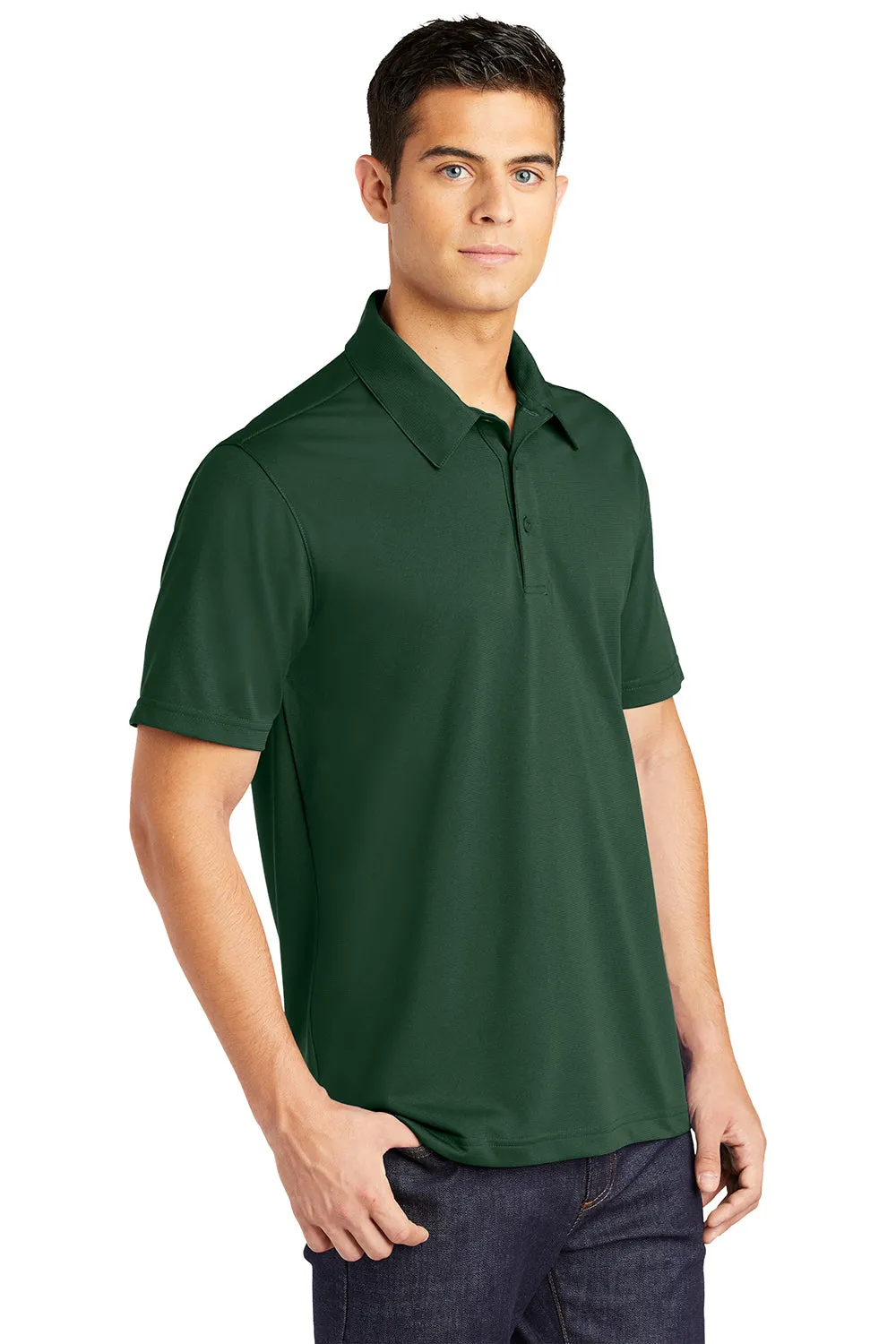Sport-Tek Mens Active Mesh Moisture Wicking Short Sleeve Polo Shirt - Forest Green - Closeout