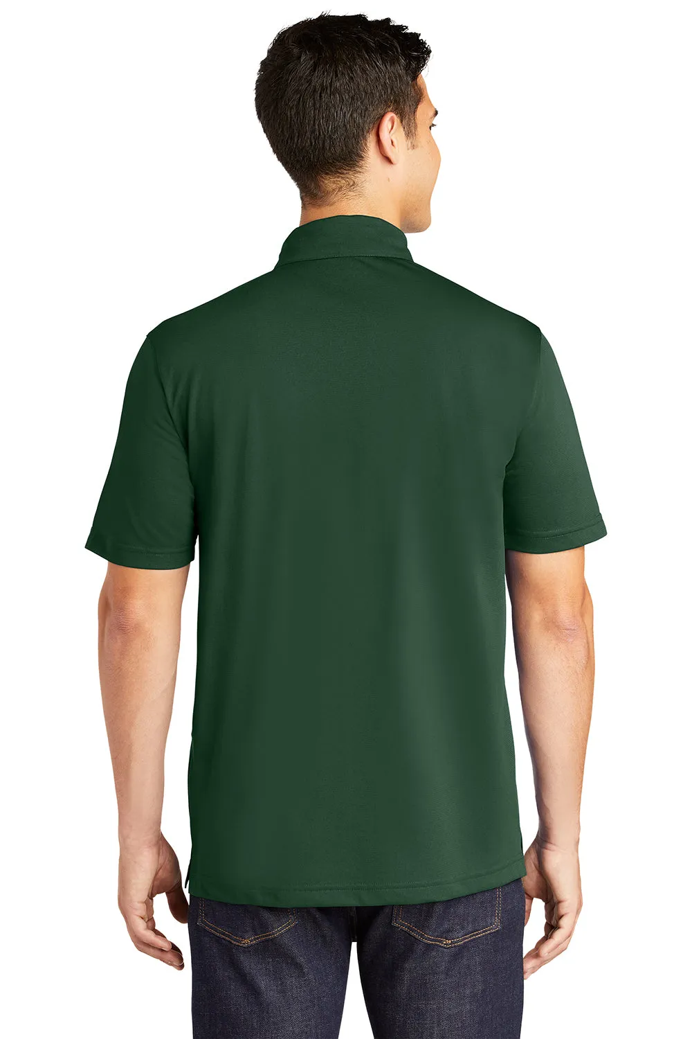 Sport-Tek Mens Active Mesh Moisture Wicking Short Sleeve Polo Shirt - Forest Green - Closeout