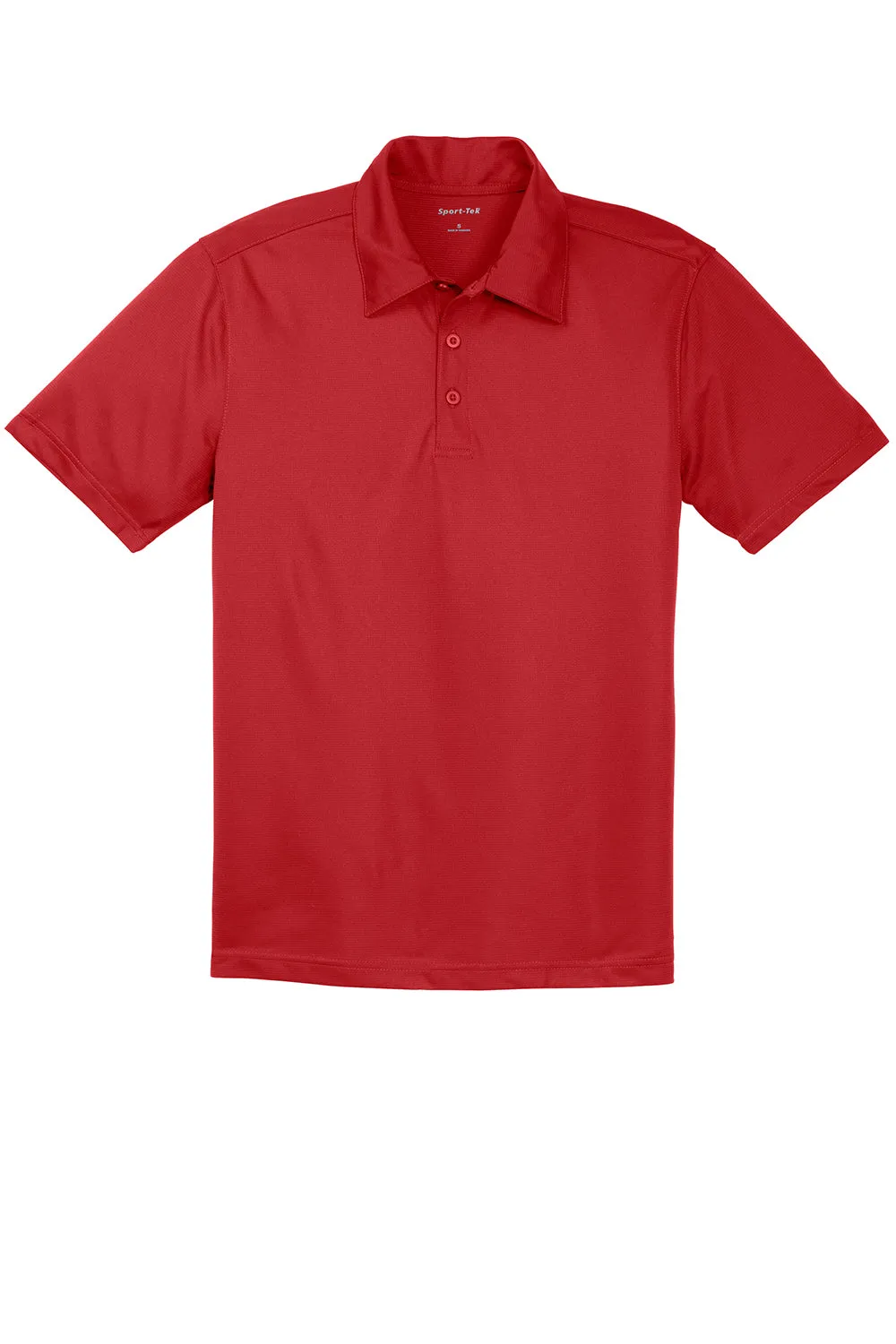 Sport-Tek Mens Active Mesh Moisture Wicking Short Sleeve Polo Shirt - True Red