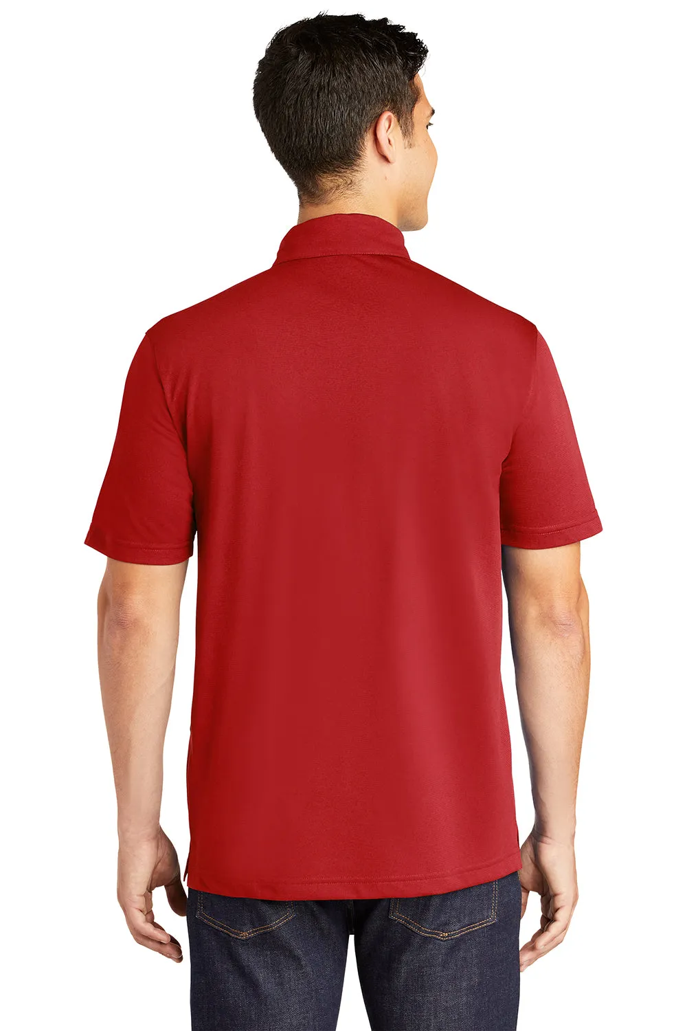 Sport-Tek Mens Active Mesh Moisture Wicking Short Sleeve Polo Shirt - True Red