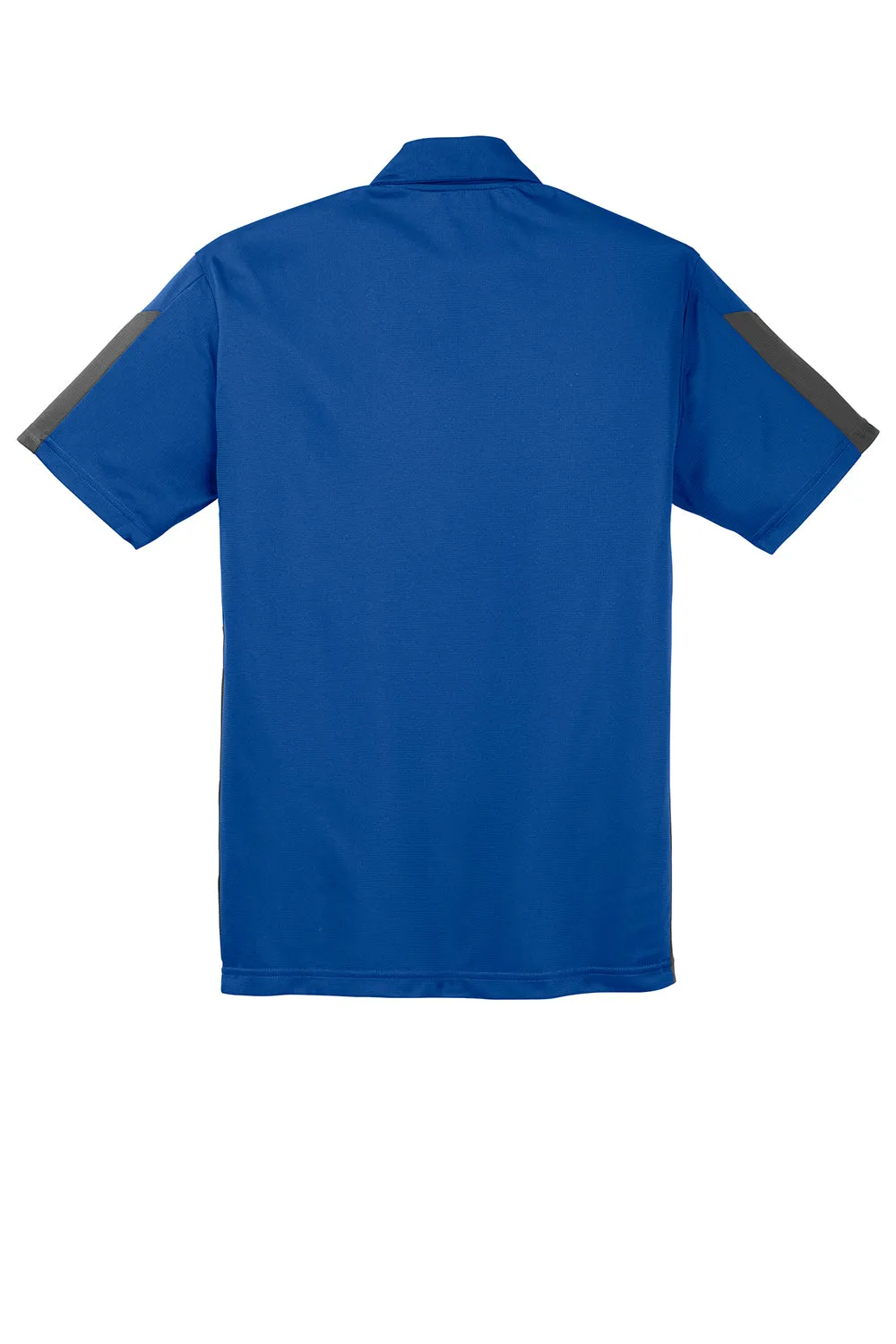 Sport-Tek Mens Active Mesh Moisture Wicking Short Sleeve Polo Shirt - True Royal Blue/Grey