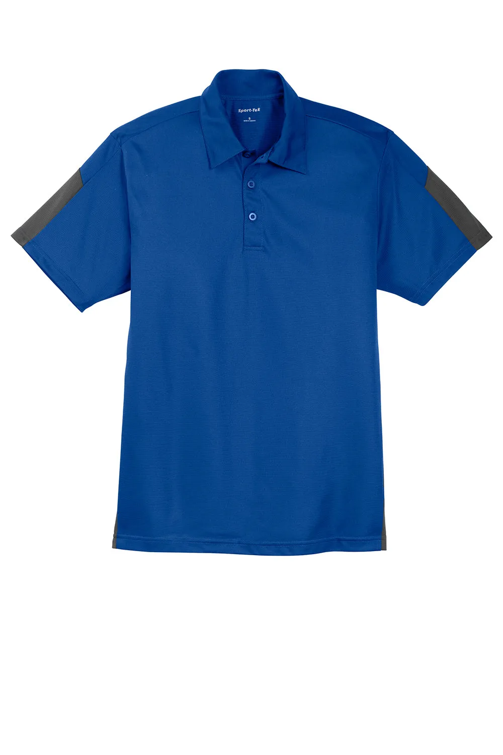 Sport-Tek Mens Active Mesh Moisture Wicking Short Sleeve Polo Shirt - True Royal Blue/Grey