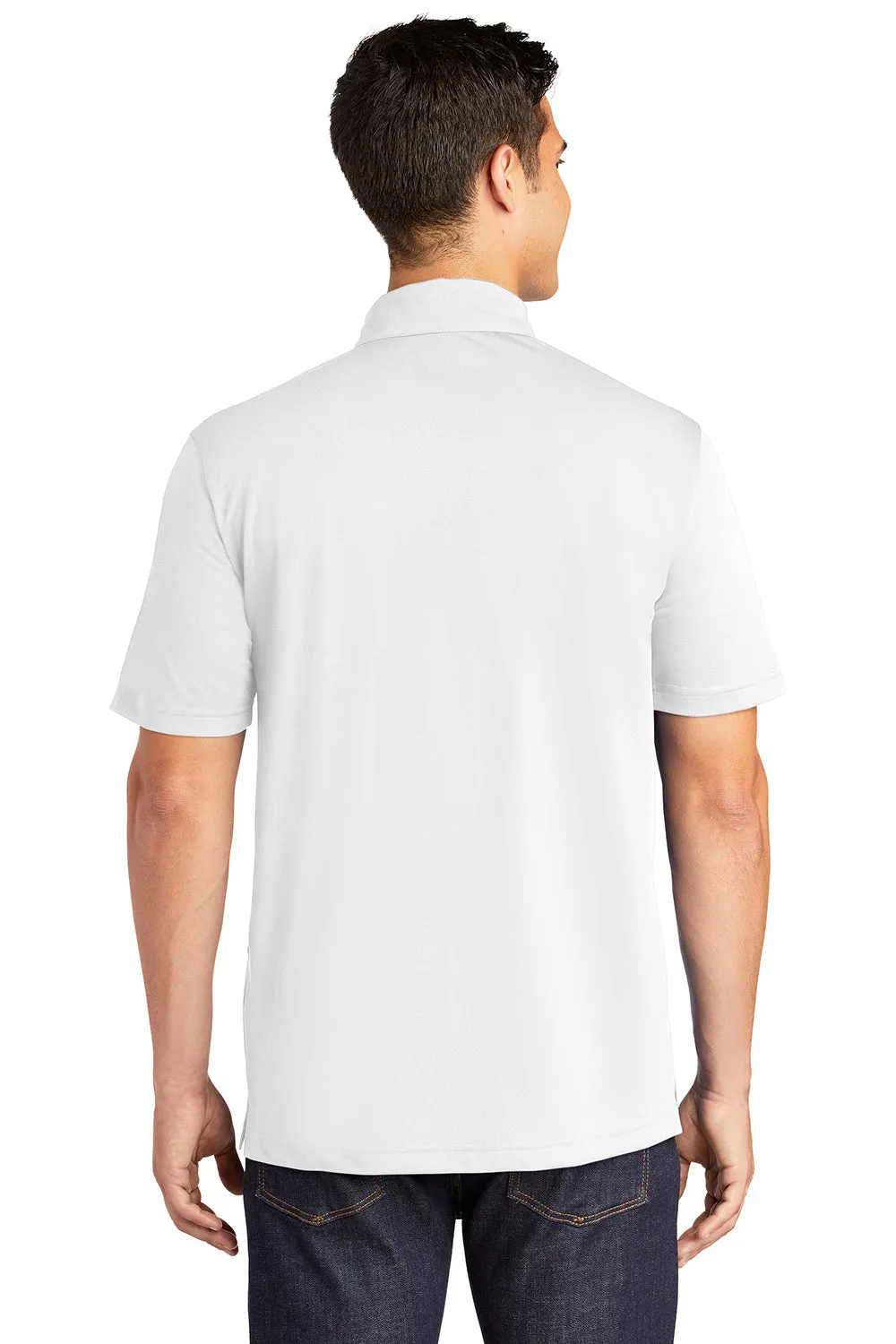 Sport-Tek Mens Active Mesh Moisture Wicking Short Sleeve Polo Shirt - White