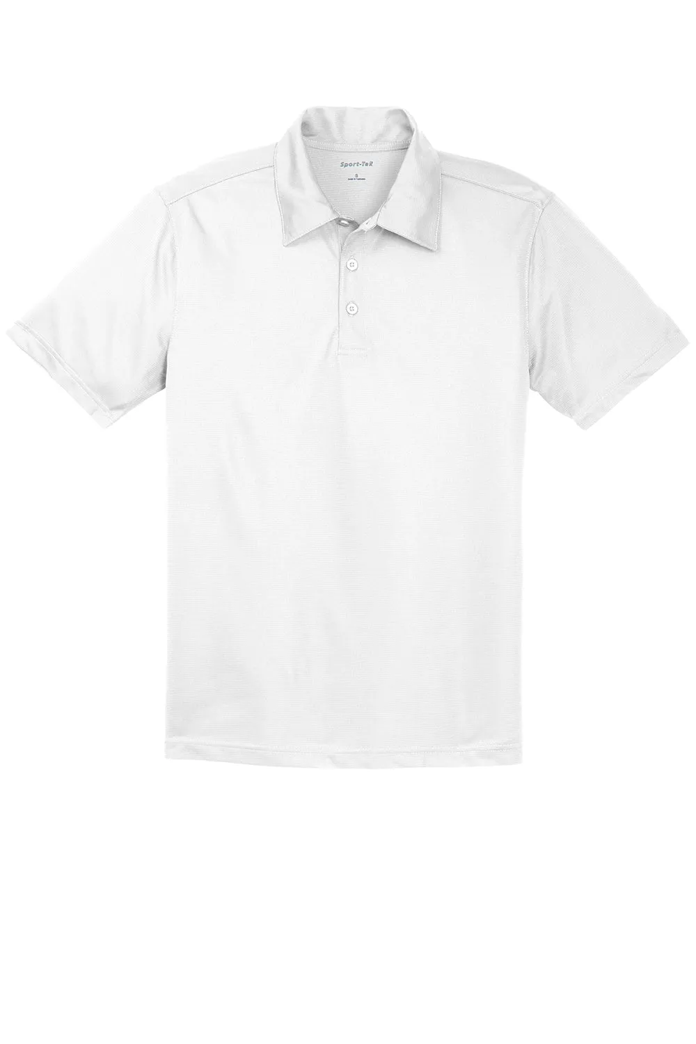 Sport-Tek Mens Active Mesh Moisture Wicking Short Sleeve Polo Shirt - White