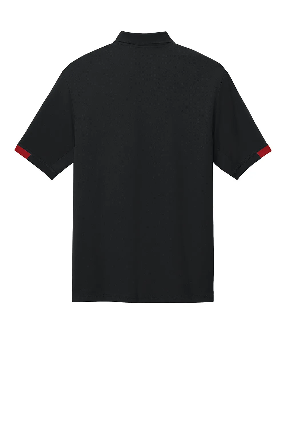 Sport-Tek Mens Club Colorblock Moisture Wicking Short Sleeve Polo Shirt - Black/Deep Red