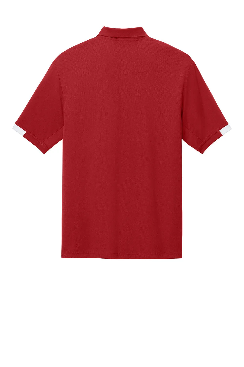 Sport-Tek Mens Club Colorblock Moisture Wicking Short Sleeve Polo Shirt - Deep Red/White