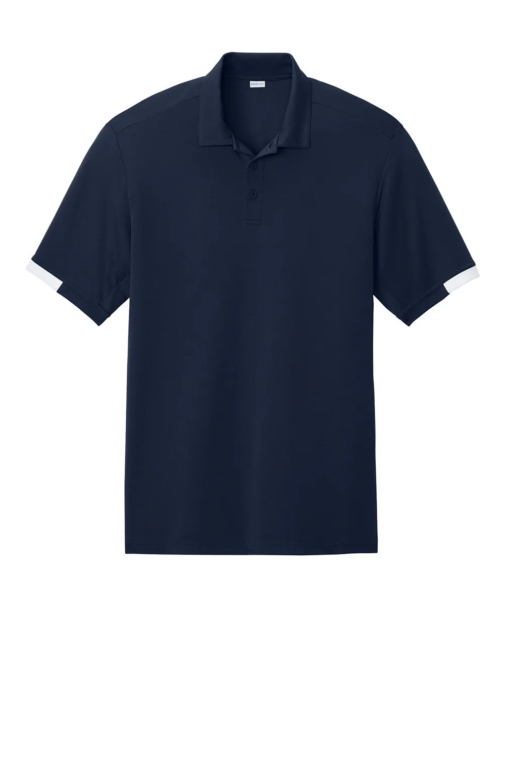 Sport-Tek Mens Club Colorblock Moisture Wicking Short Sleeve Polo Shirt - True Navy Blue/White