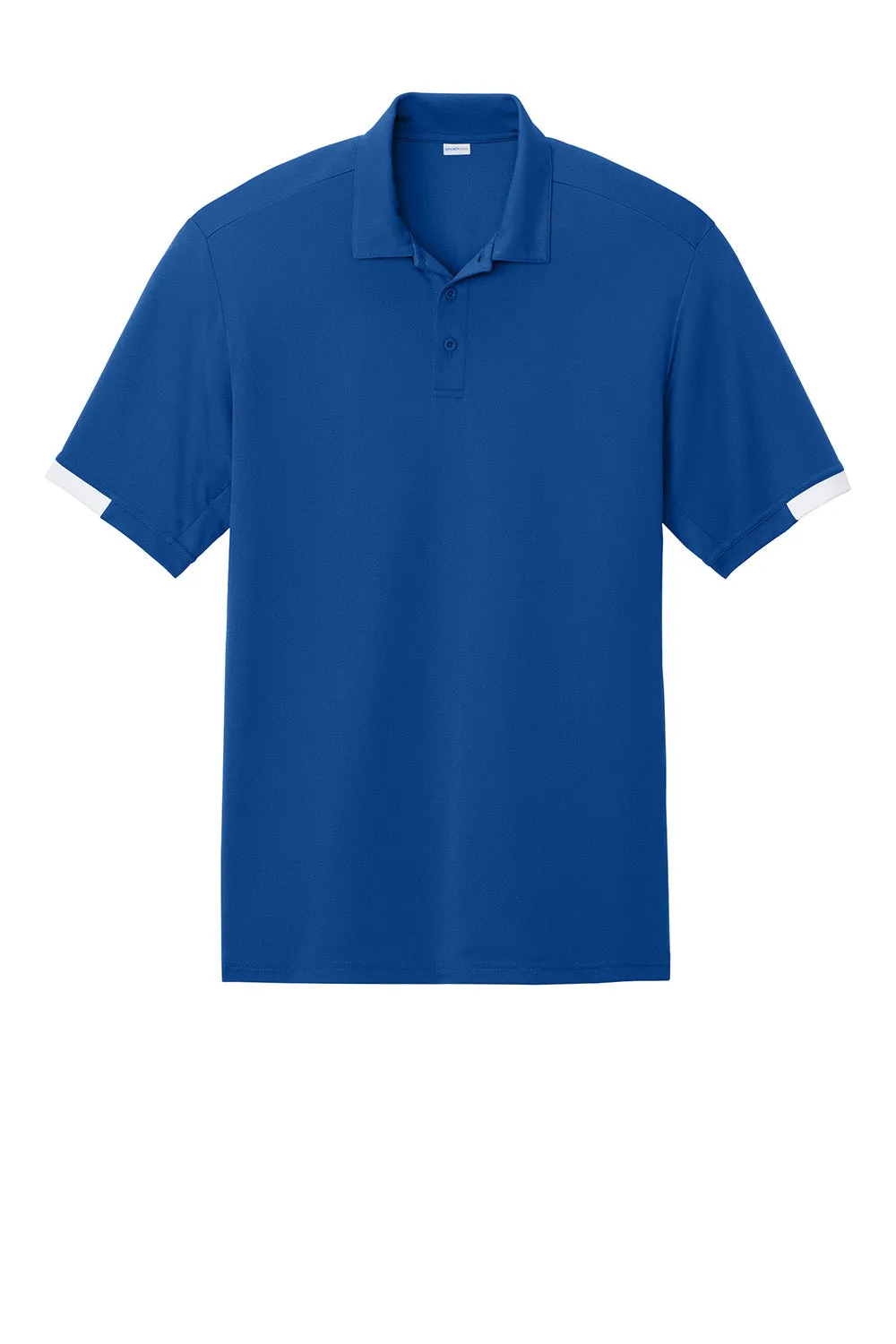 Sport-Tek Mens Club Colorblock Moisture Wicking Short Sleeve Polo Shirt - True Royal Blue/White