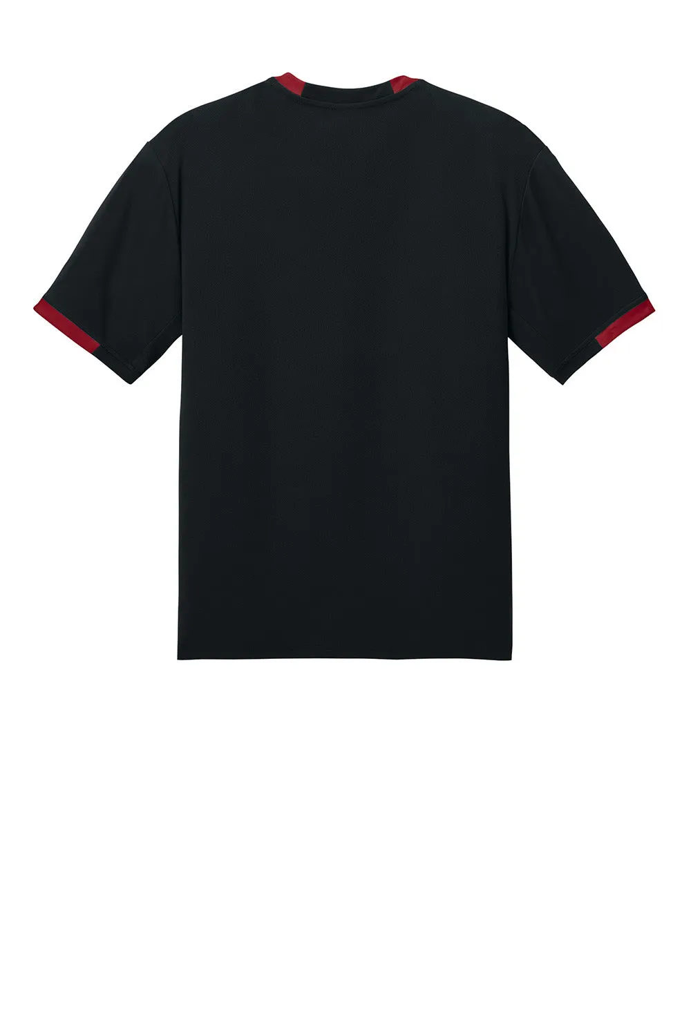 Sport-Tek Mens Club Moisture Wicking Short Sleeve Crewneck T-Shirt - Black/Deep Red