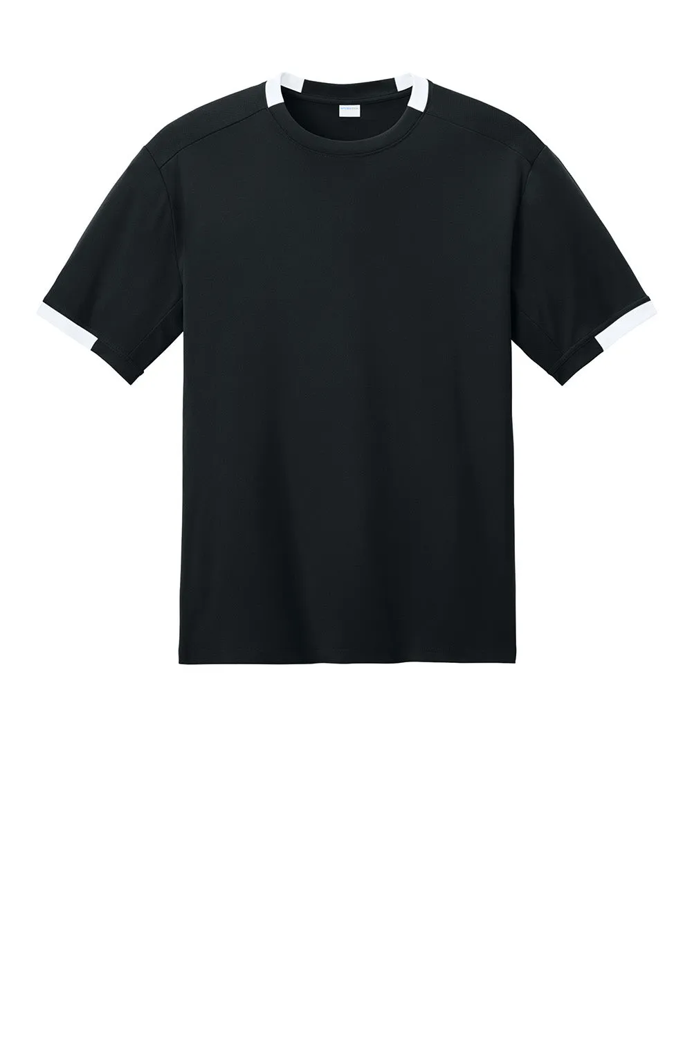 Sport-Tek Mens Club Moisture Wicking Short Sleeve Crewneck T-Shirt - Black/White