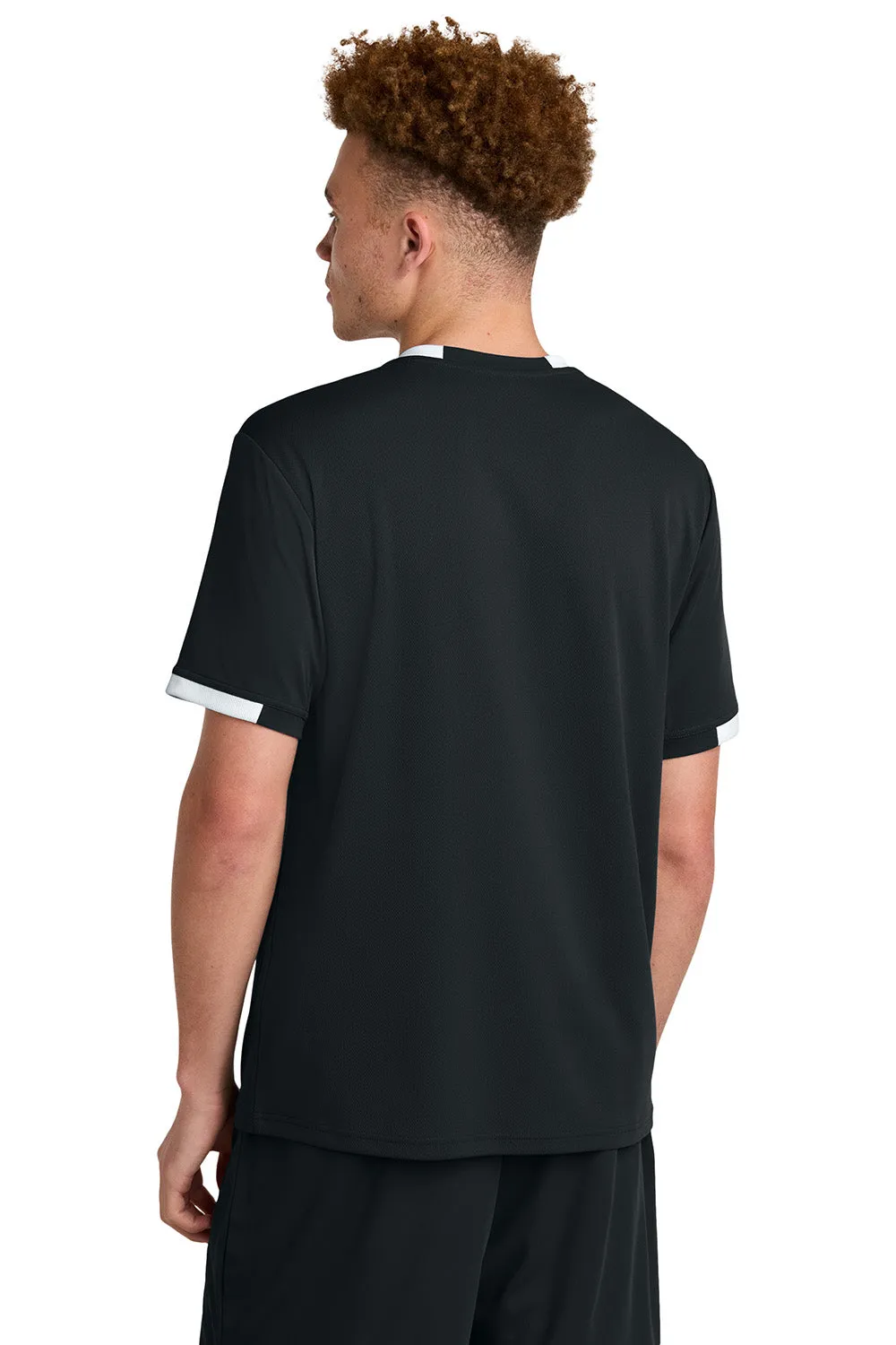Sport-Tek Mens Club Moisture Wicking Short Sleeve Crewneck T-Shirt - Black/White