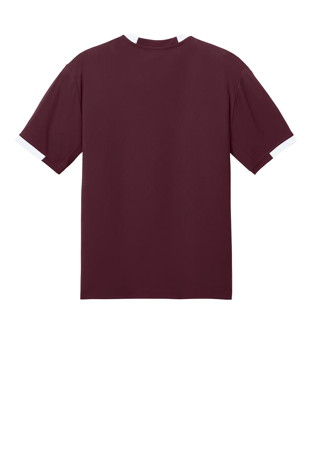 Sport-Tek Mens Club Moisture Wicking Short Sleeve Crewneck T-Shirt - Maroon/White