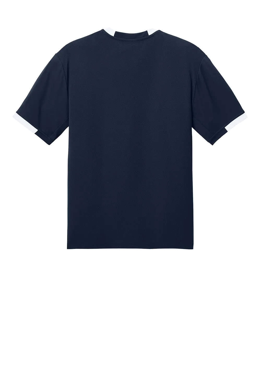 Sport-Tek Mens Club Moisture Wicking Short Sleeve Crewneck T-Shirt - True Navy Blue/White