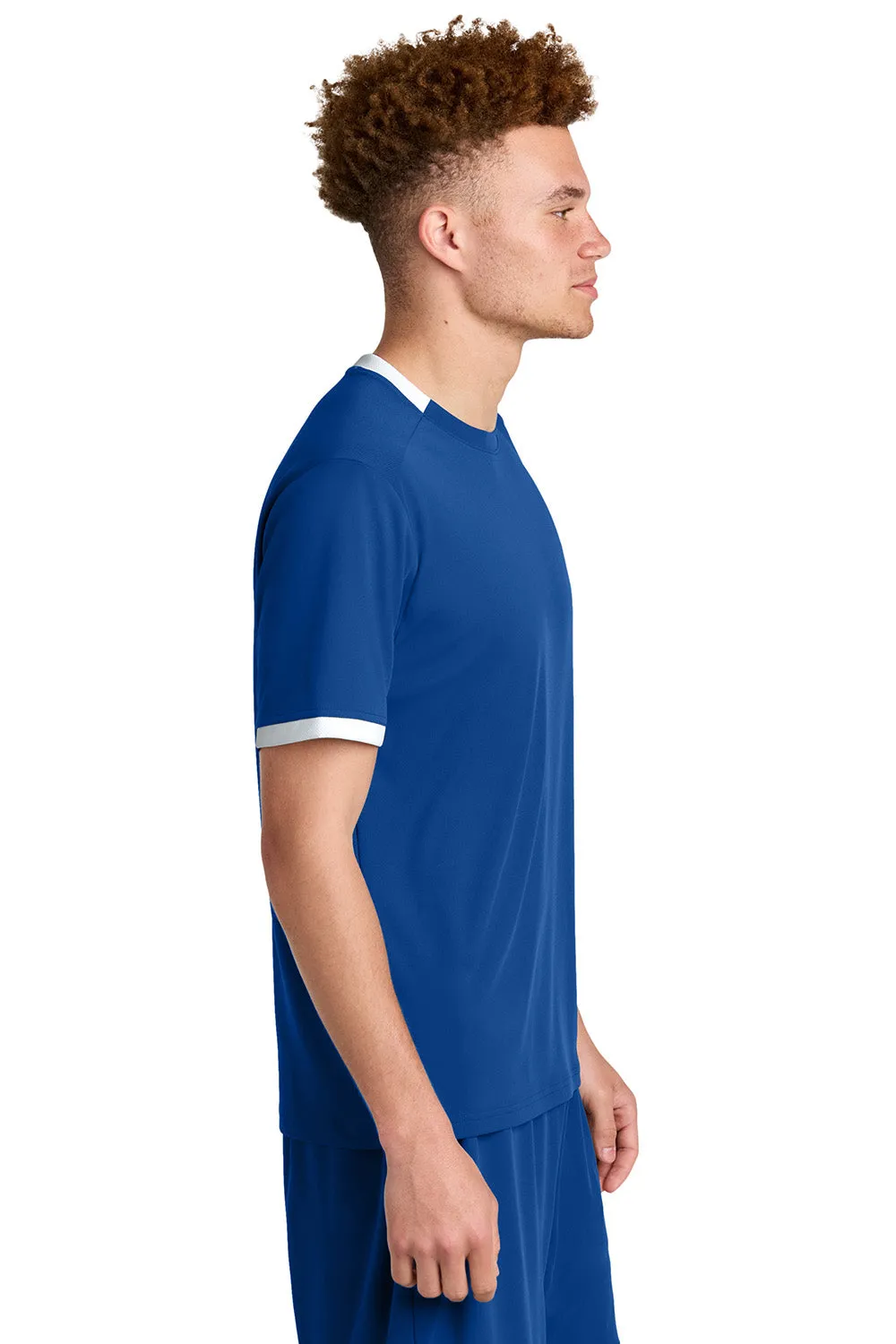 Sport-Tek Mens Club Moisture Wicking Short Sleeve Crewneck T-Shirt - True Royal Blue/White