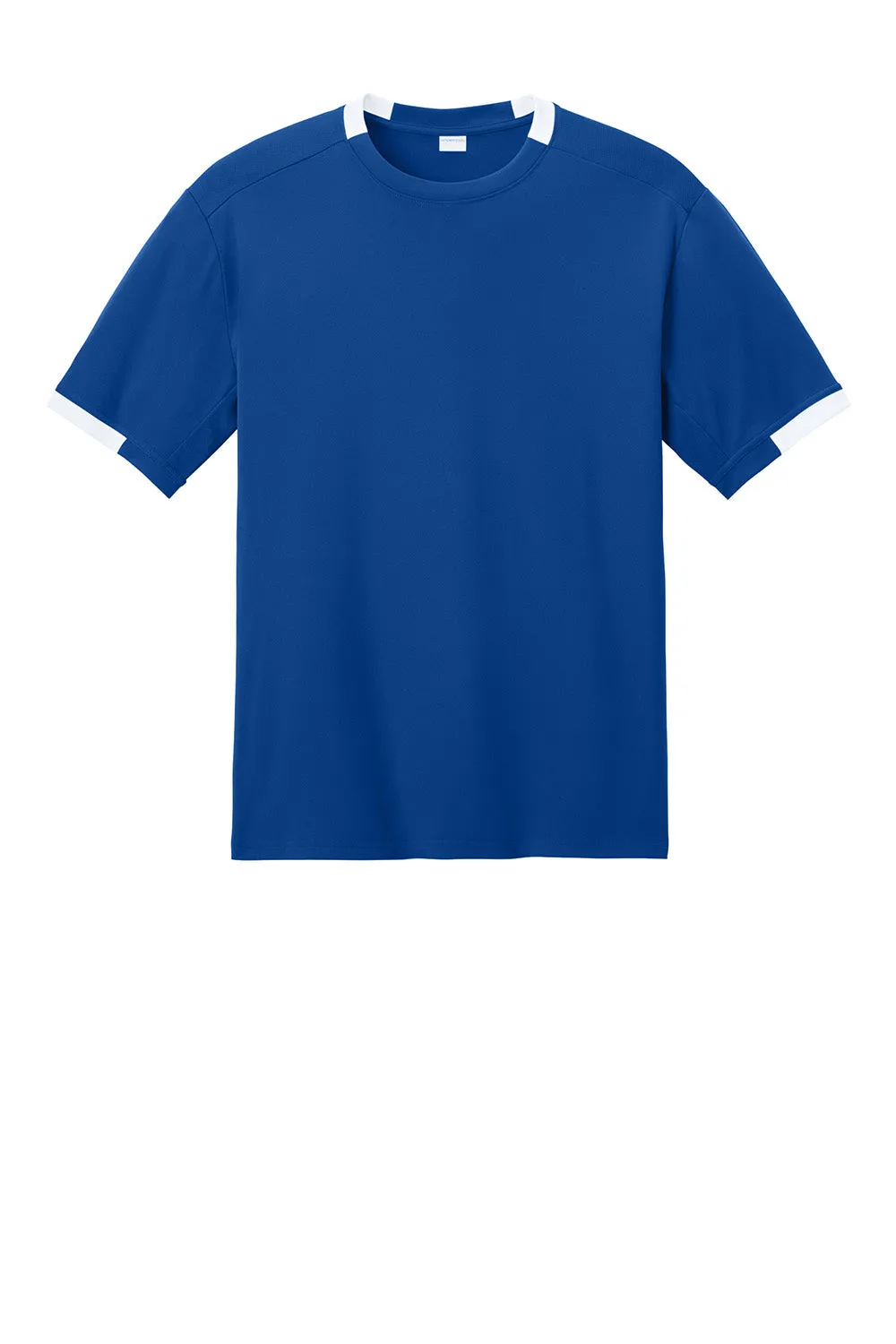 Sport-Tek Mens Club Moisture Wicking Short Sleeve Crewneck T-Shirt - True Royal Blue/White