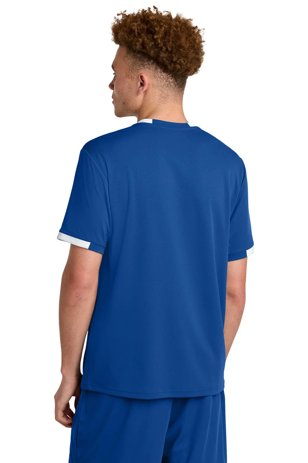 Sport-Tek Mens Club Moisture Wicking Short Sleeve Crewneck T-Shirt - True Royal Blue/White