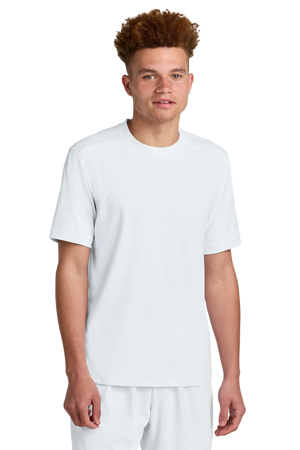 Sport-Tek Mens Club Moisture Wicking Short Sleeve Crewneck T-Shirt - White/White