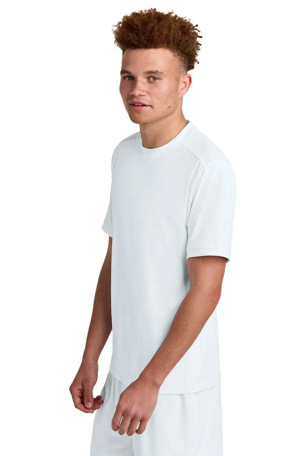 Sport-Tek Mens Club Moisture Wicking Short Sleeve Crewneck T-Shirt - White/White