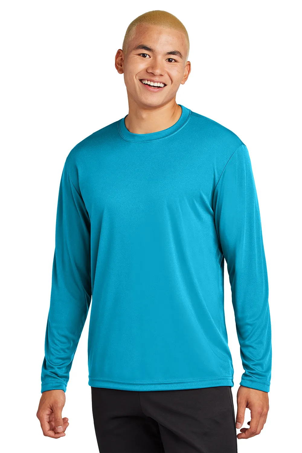 Sport-Tek Mens Competitor Moisture Wicking Long Sleeve Crewneck T-Shirt - Atomic Blue