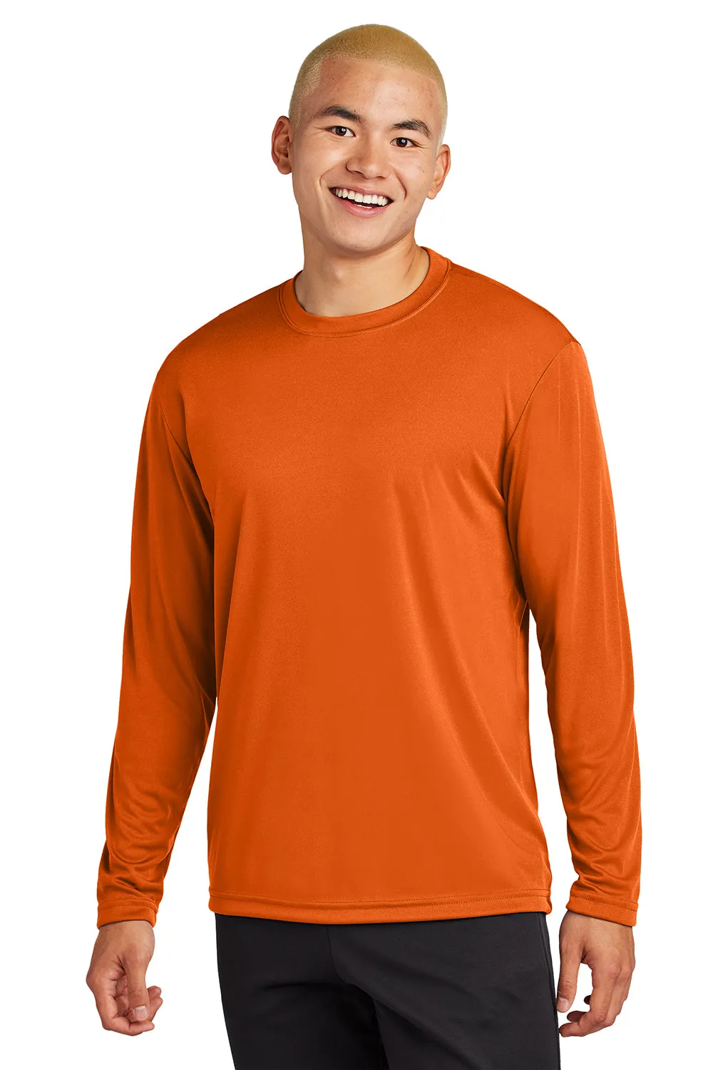 Sport-Tek Mens Competitor Moisture Wicking Long Sleeve Crewneck T-Shirt - Deep Orange