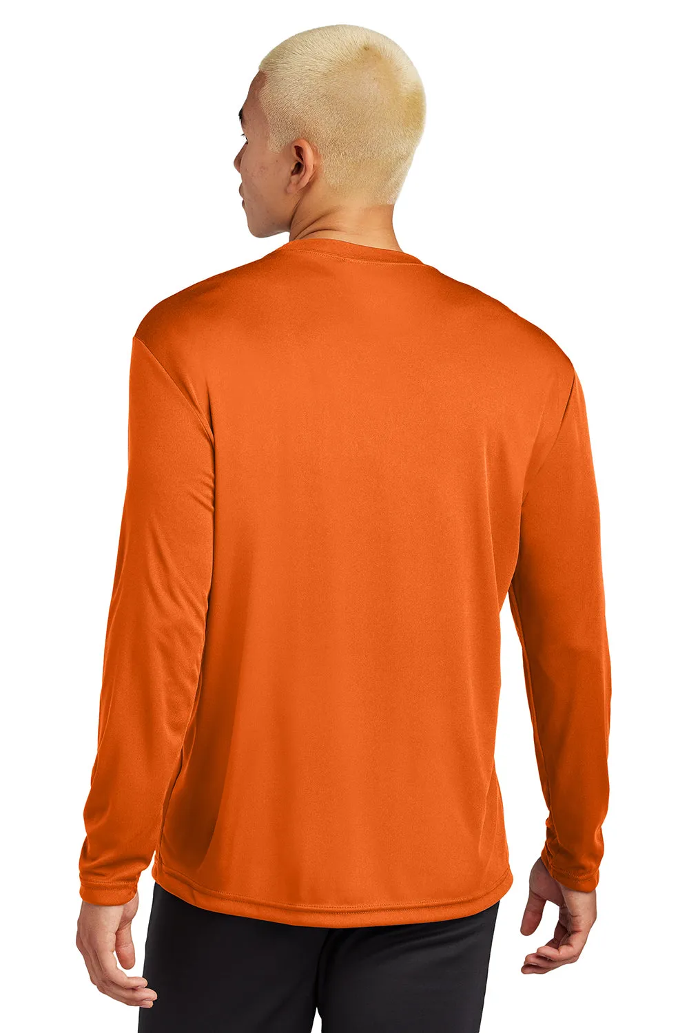 Sport-Tek Mens Competitor Moisture Wicking Long Sleeve Crewneck T-Shirt - Deep Orange