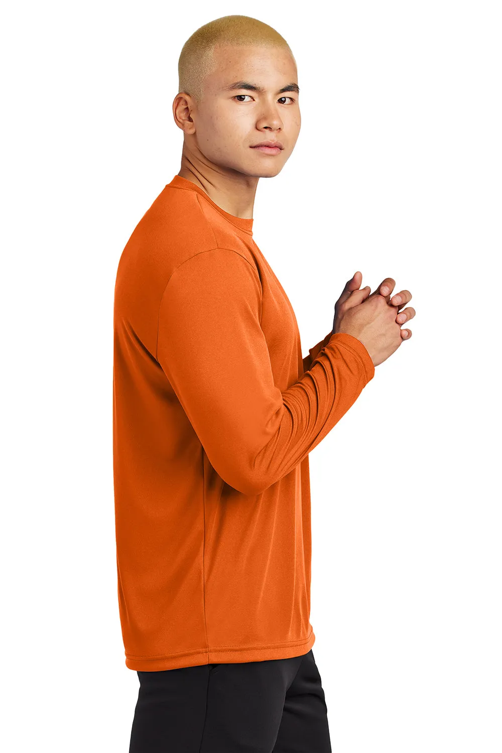 Sport-Tek Mens Competitor Moisture Wicking Long Sleeve Crewneck T-Shirt - Deep Orange