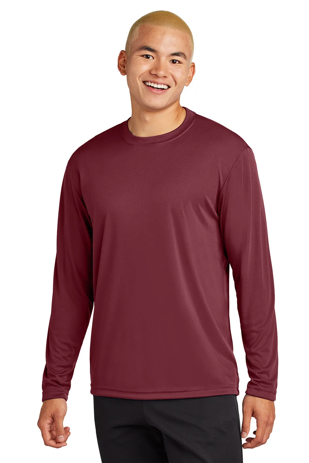 Sport-Tek Mens Competitor Moisture Wicking Long Sleeve Crewneck T-Shirt - Maroon