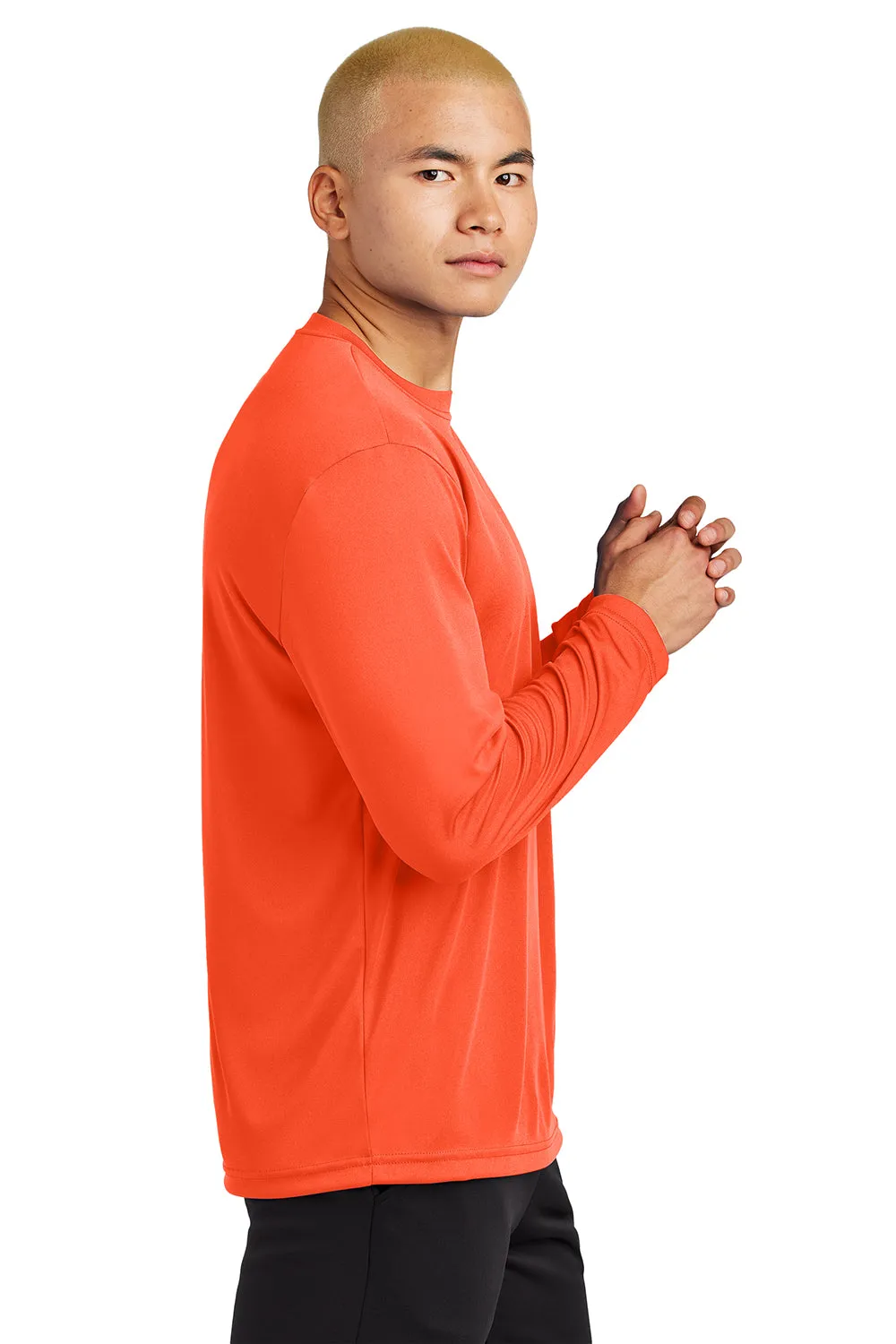 Sport-Tek Mens Competitor Moisture Wicking Long Sleeve Crewneck T-Shirt - Neon Orange