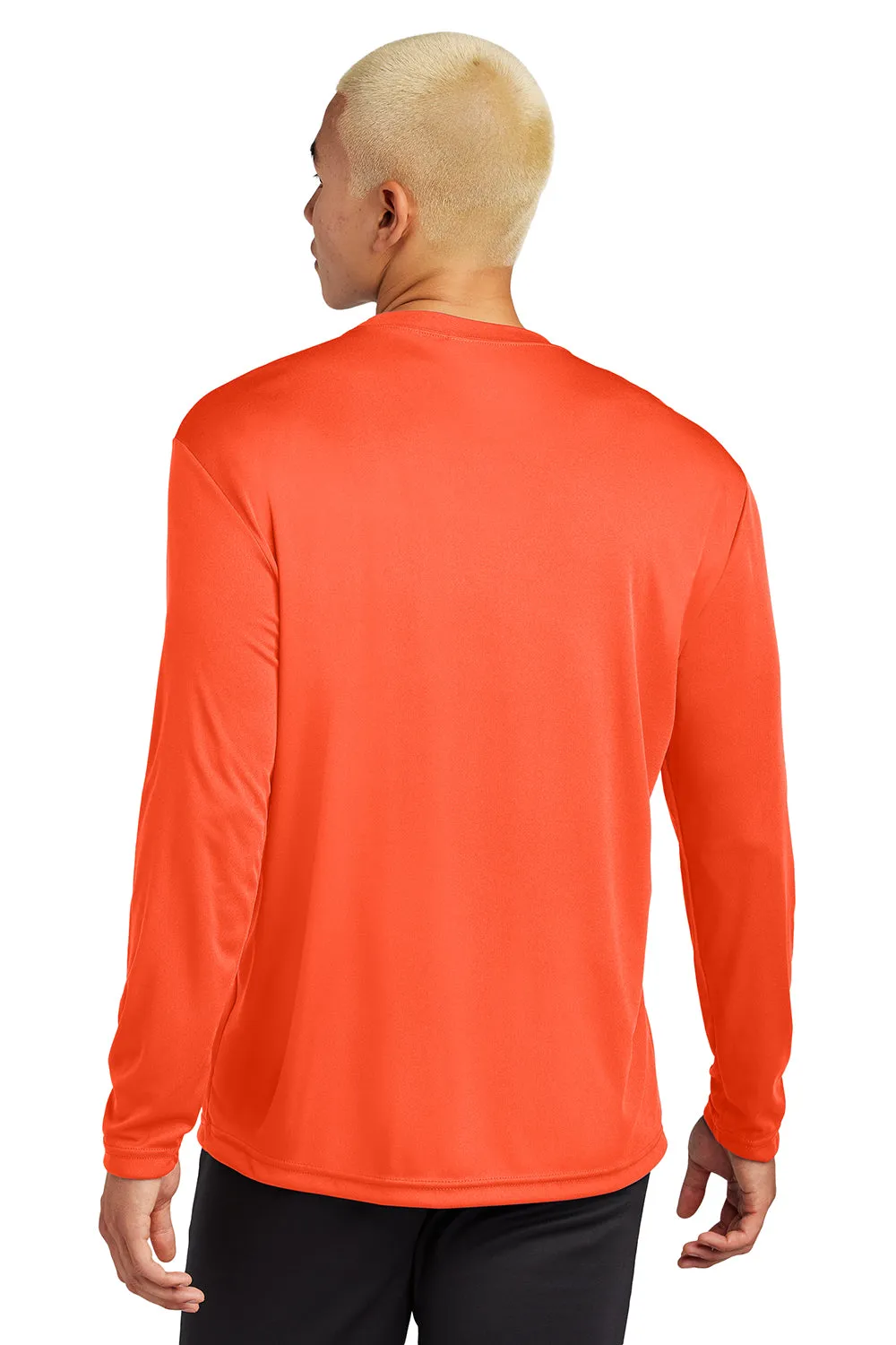 Sport-Tek Mens Competitor Moisture Wicking Long Sleeve Crewneck T-Shirt - Neon Orange
