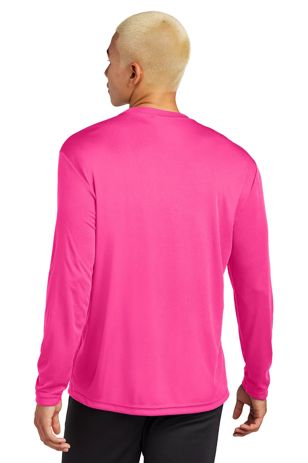 Sport-Tek Mens Competitor Moisture Wicking Long Sleeve Crewneck T-Shirt - Neon Pink