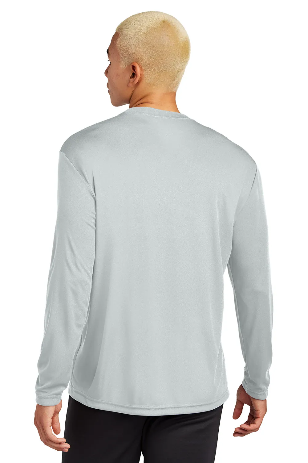 Sport-Tek Mens Competitor Moisture Wicking Long Sleeve Crewneck T-Shirt - Silver Grey
