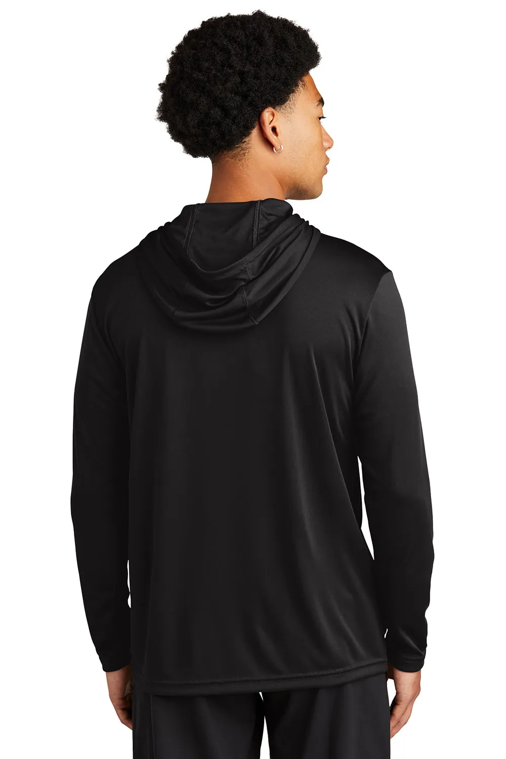 Sport-Tek Mens Competitor Moisture Wicking Long Sleeve Hooded T-Shirt Hoodie - Black